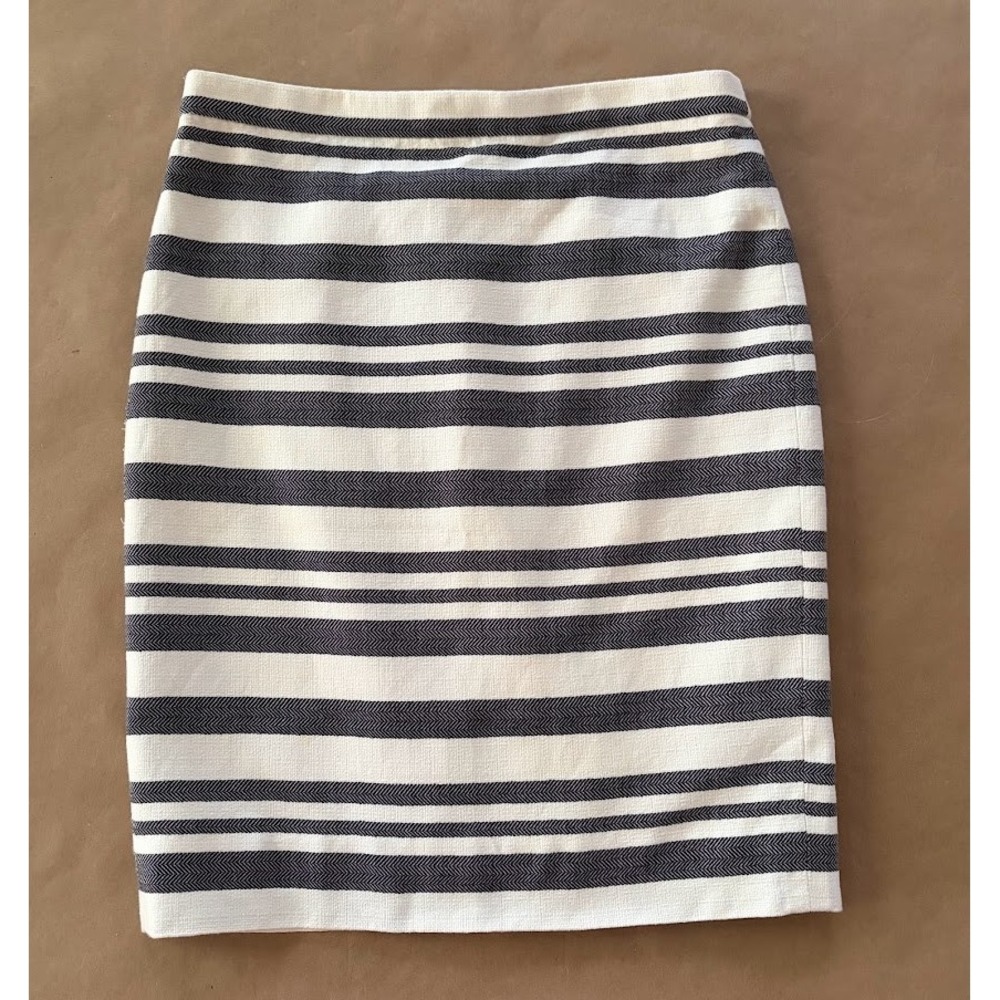 J.Crew Womens Pencil Skirt Striped‎ Herringbone Size 2 Classic Career Preppy